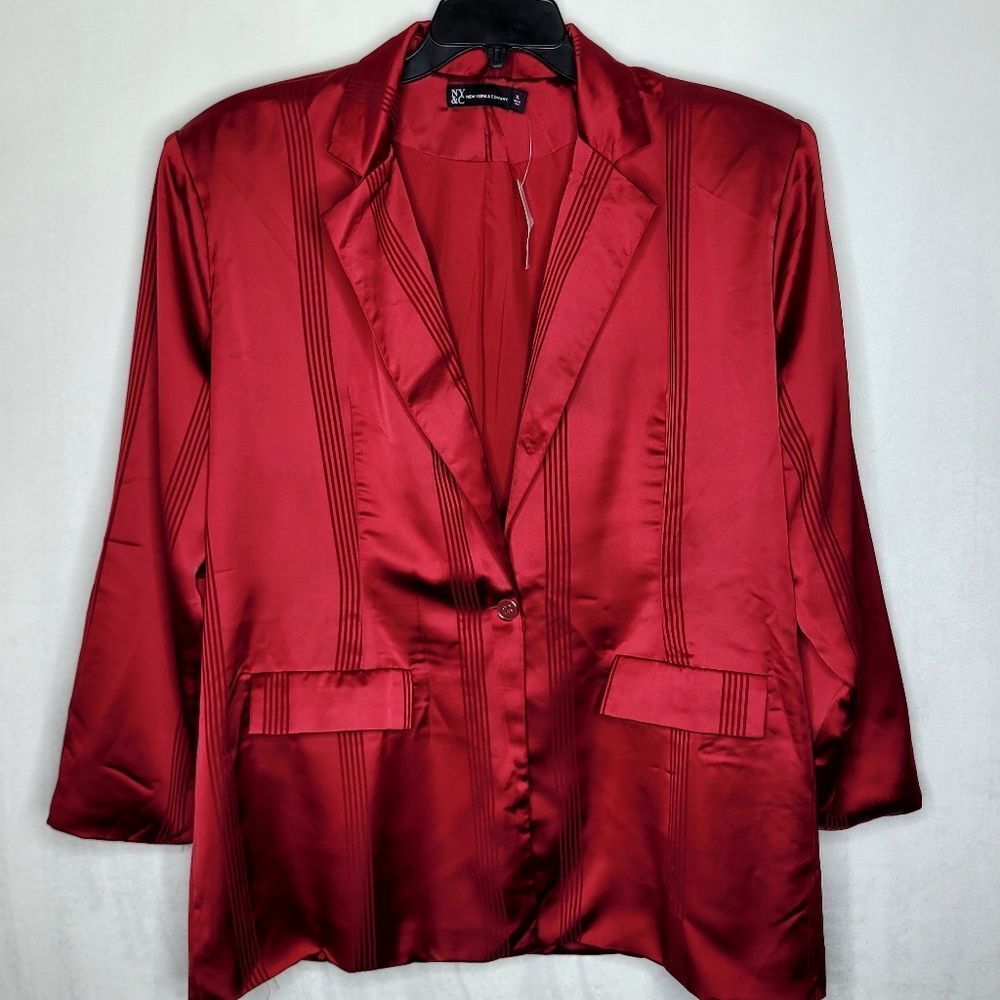 New York & Company Polyester Elegant Red Women's Blazer Size XL